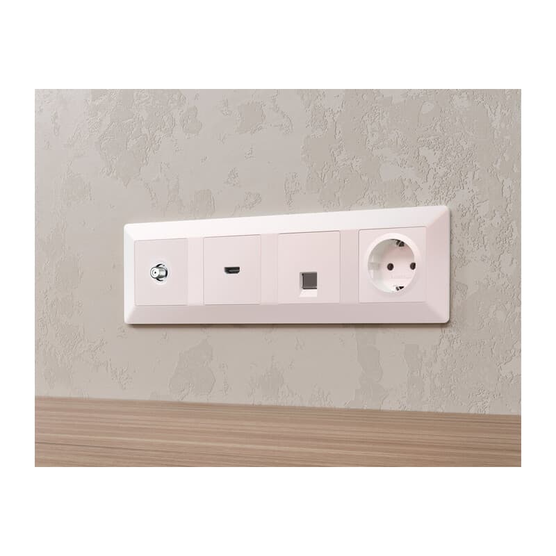 Комплект механизма TV розетки SAT 5-2400MHz 3.5dB ALFA Жемчуг QUANT (AP2130, VM215)