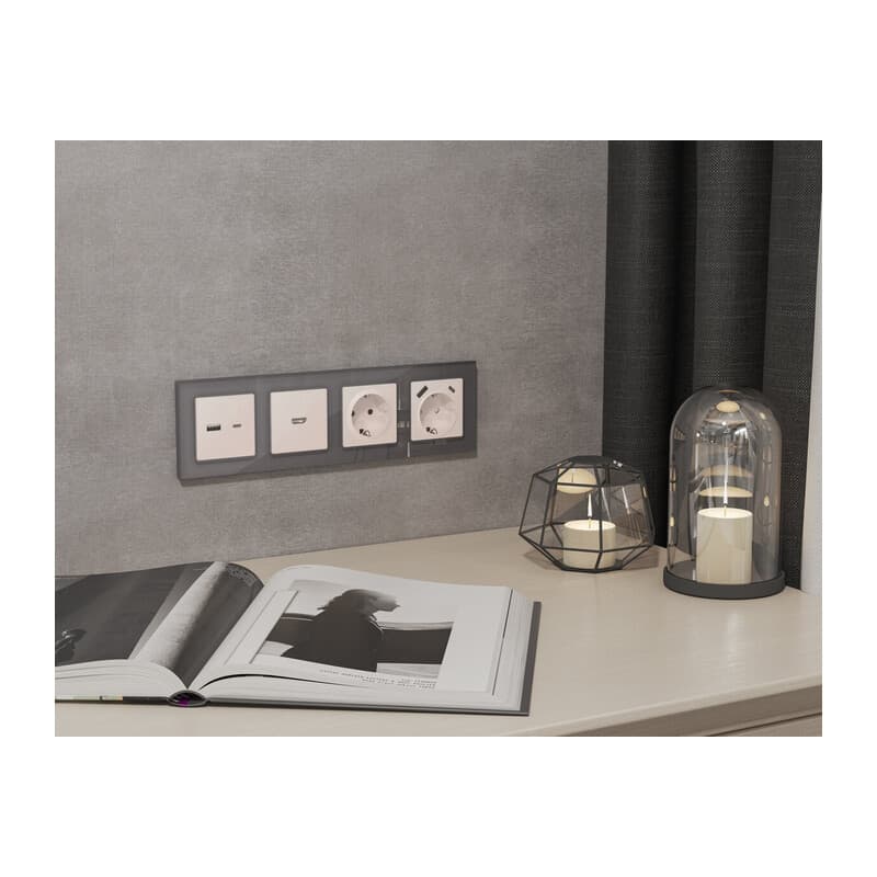 Комплект механизма розетки HDMI 2.0 ALFA Жемчуг 40V/500mA 2.0GHz 5-18Gbit/s QUANT (AP2140, VM222)