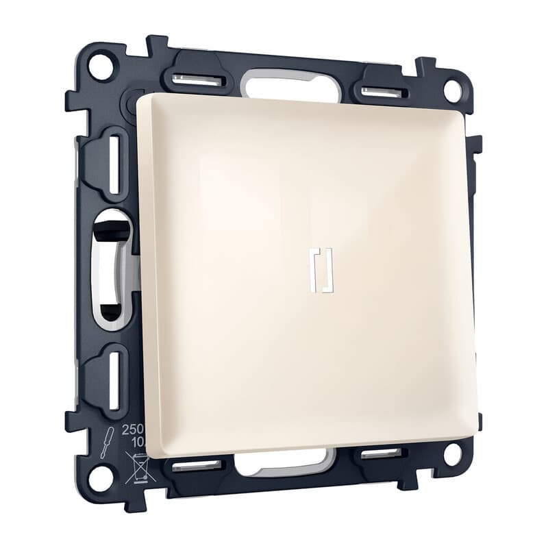 Комплект механизма 1-кл выключателя с подсветкой 5600K ALFA Бежевый глянец QUANT (AP3020, VM101, G14W)