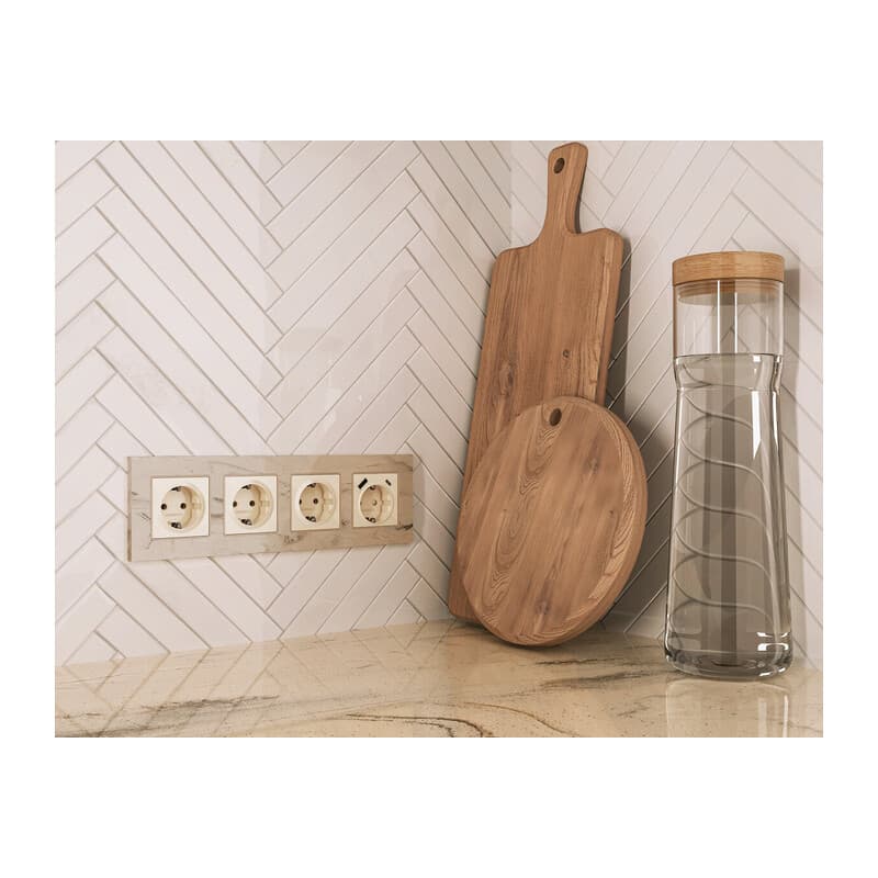 Комплект механизма электрической розетки ALFA Бежевый глянец 2USB A+C 20W (быстрая зарядка) с/з QUANT (AP3100, VM160)