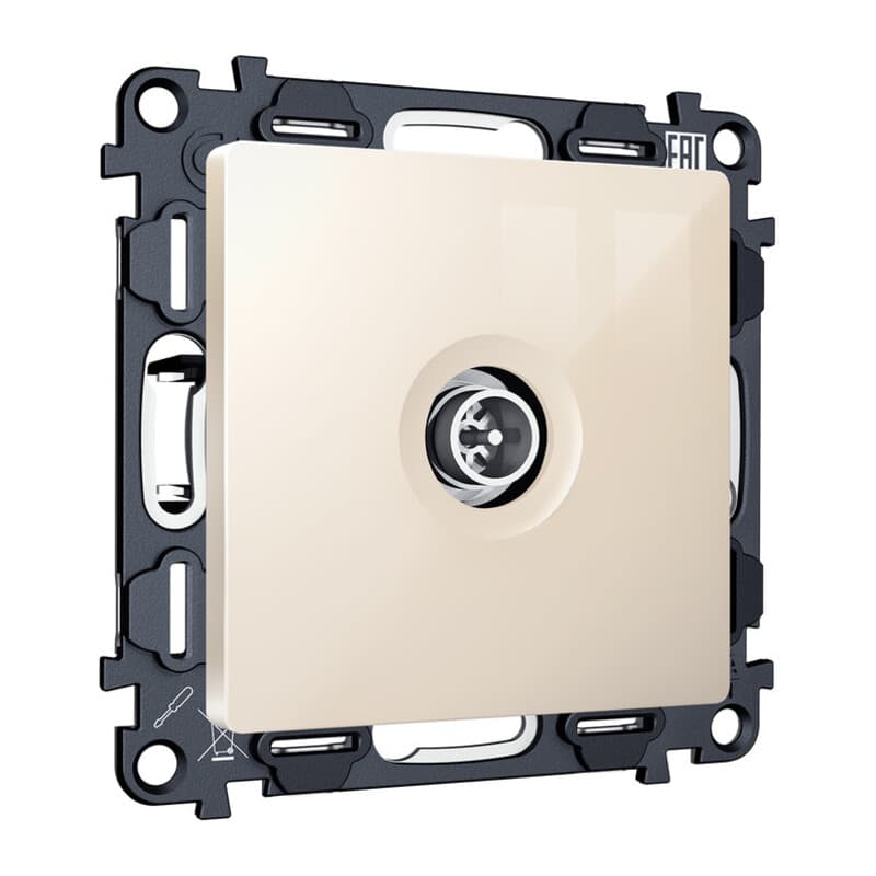 Комплект механизма TV розетки оконечной экранированной 5-1000MHz 3dB ALFA Бежевый глянец QUANT (AP3130, VM199)