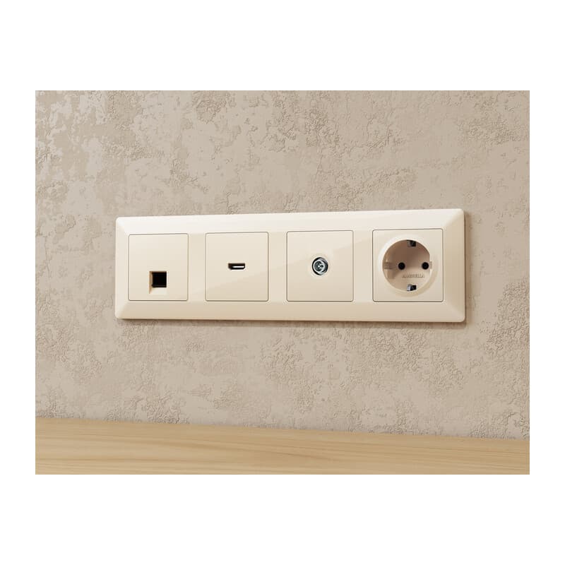 Комплект механизма TV розетки оконечной экранированной 5-1000MHz 3dB ALFA Бежевый глянец QUANT (AP3130, VM199)