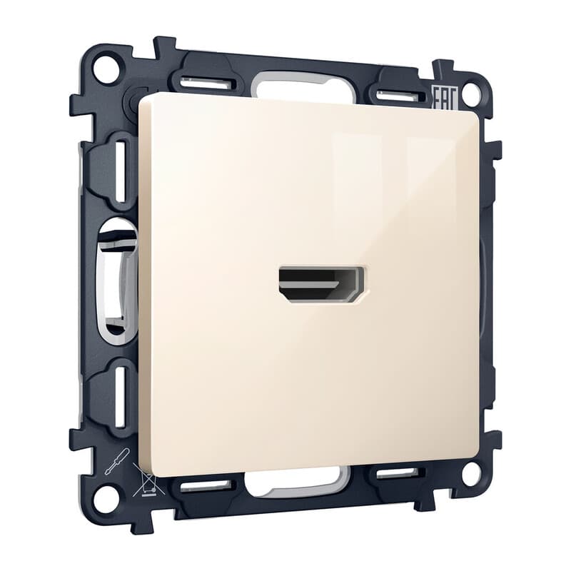 Комплект механизма розетки HDMI 2.0 ALFA Бежевый глянец 40V/500mA 2.0GHz 5-18Gbit/s QUANT (AP3140, VM222)