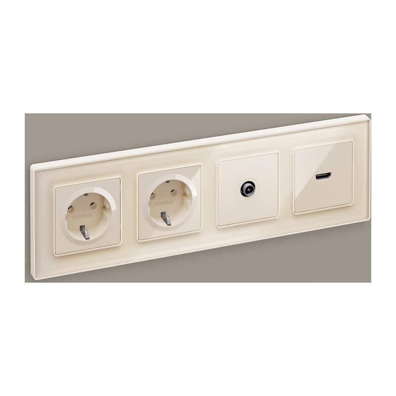 Комплект механизма розетки HDMI 2.0 ALFA Бежевый глянец 40V/500mA 2.0GHz 5-18Gbit/s QUANT (AP3140, VM222)