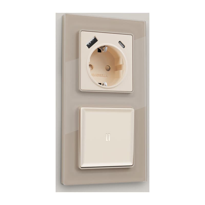 Комплект механизма 1-кл выключателя с самовозвратом с подсветкой 5600K ALFA Бежевый матовый QUANT (AP3220, VM113, G14W)