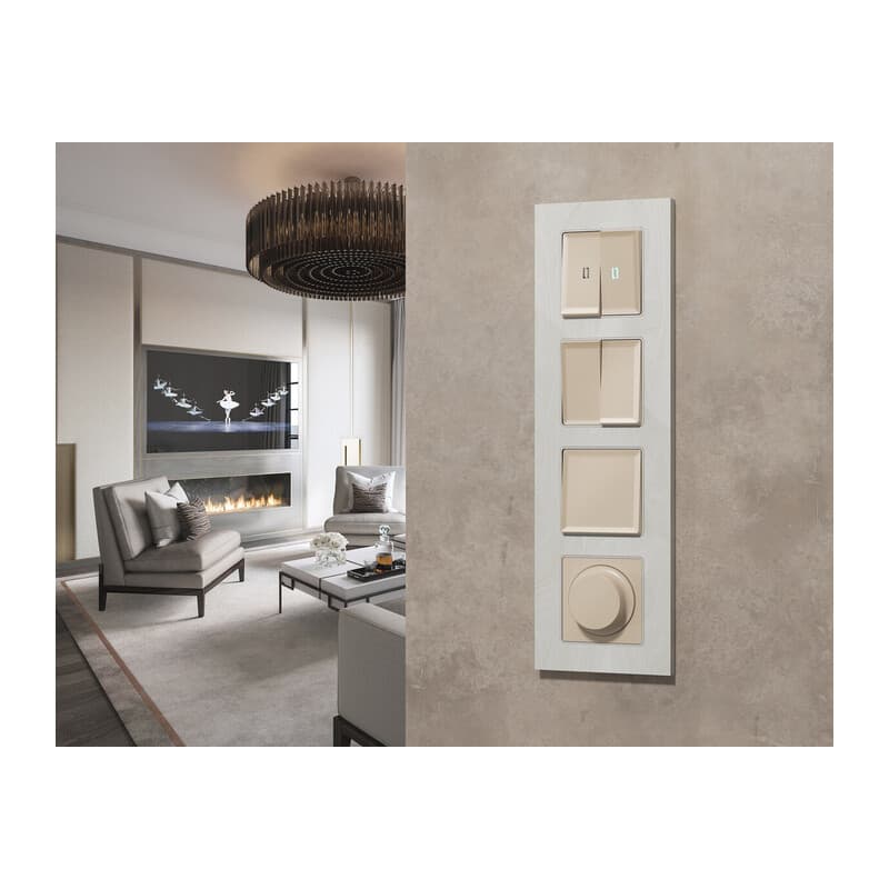 Комплект механизма 2-кл выключателя ALFA Бежевый матовый QUANT (AP3230, VM115)