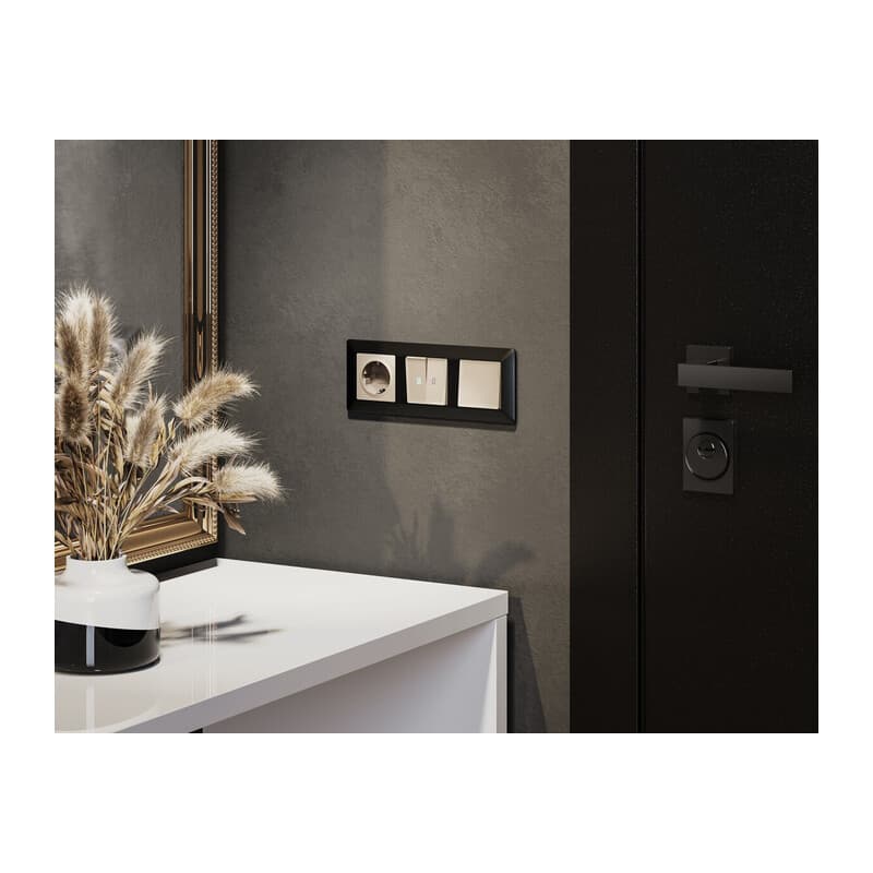 Комплект механизма 2-кл проходного выключателя с подсветкой 5600K ALFA Бежевый матовый QUANT (AP3240, VM120, G25W)