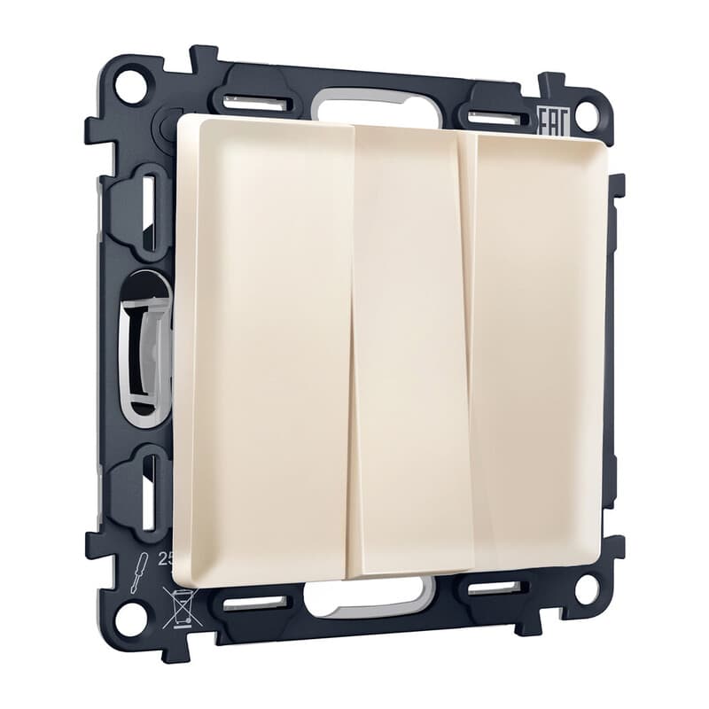 Комплект механизма 3-кл выключателя ALFA Бежевый матовый QUANT (AP3250, VM133)