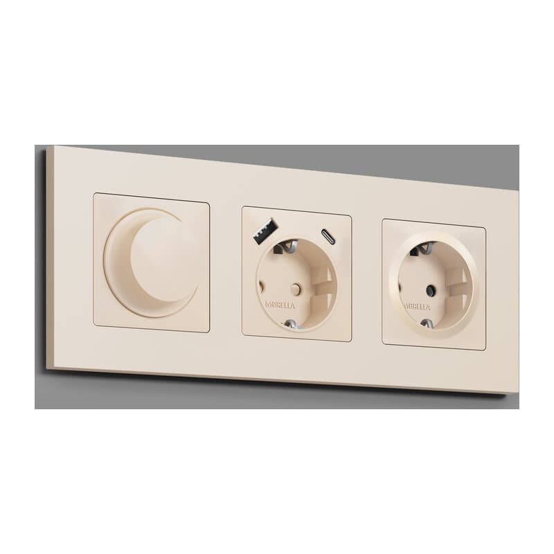 Комплект механизма электрической розетки ALFA Бежевый матовый с/з на винтовых зажимах QUANT (AP3260, VM141)