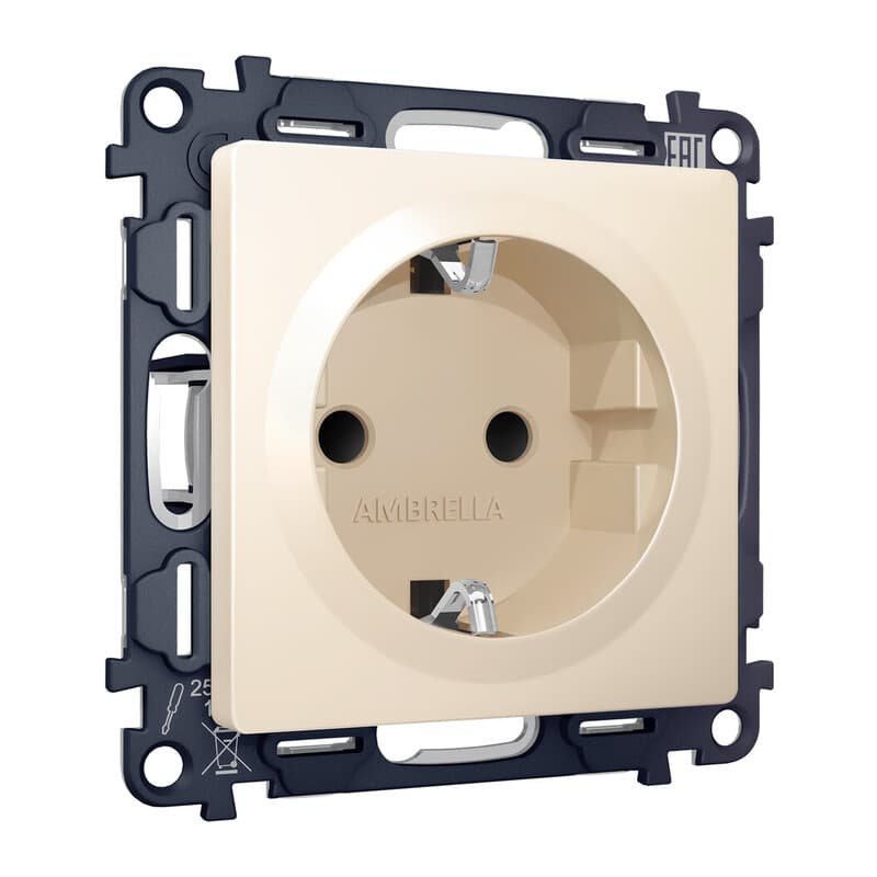Комплект механизма электрической розетки ALFA Бежевый матовый с/з с шторками QUANT (AP3270, VM141)