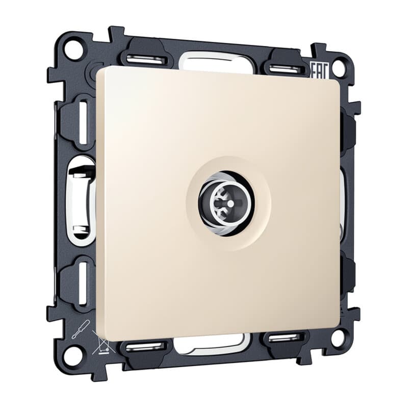 Комплект механизма TV розетки оконечной экранированной 5-1000MHz 3dB ALFA Бежевый матовый QUANT (AP3330, VM199)