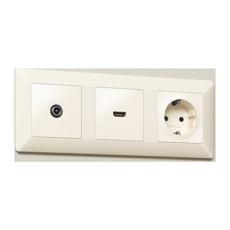 Комплект механизма TV розетки оконечной ALFA Бежевый матовый 50-870 MHz 1dB QUANT (AP3330, VM202)