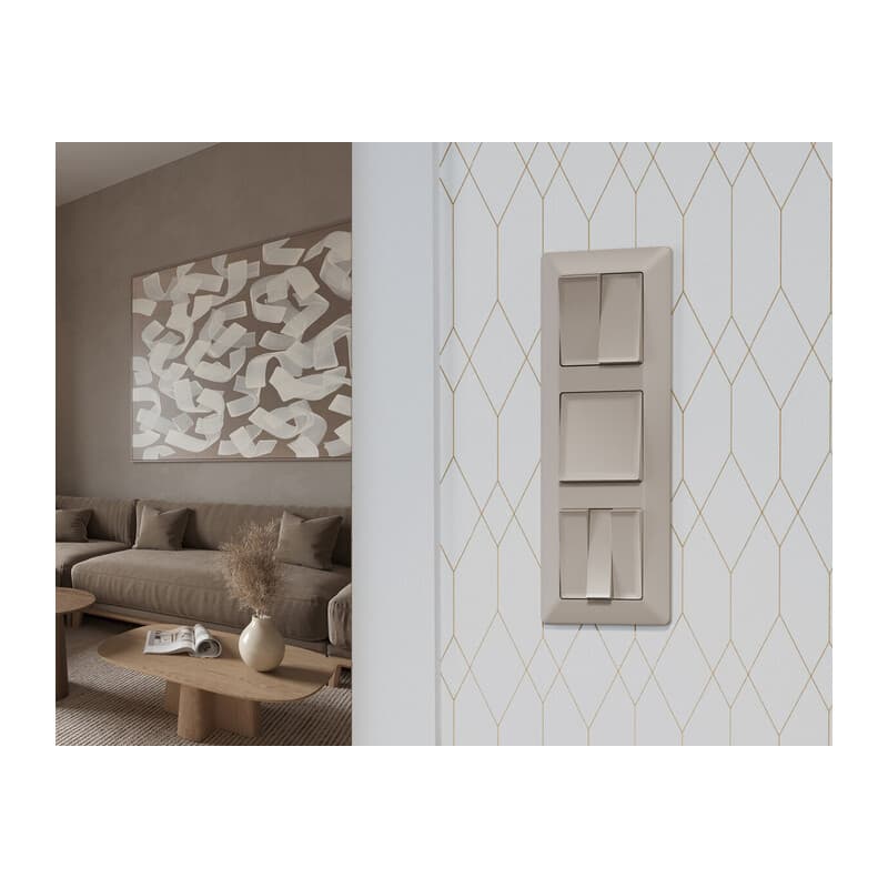 Комплект механизма 1-кл выключателя с самовозвратом ALFA Серо-бежевый матовый QUANT (AP3610, VM113)