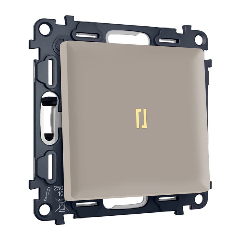 Комплект механизма 1-кл выключателя с подсветкой 3200K ALFA Серо-бежевый матовый QUANT (AP3620, VM101, G11Y)