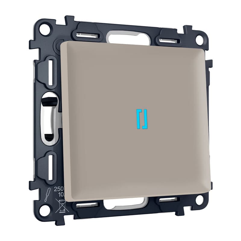 Комплект механизма 1-кл выключателя с подсветкой 10000K ALFA Серо-бежевый матовый QUANT (AP3620, VM101, G17B)