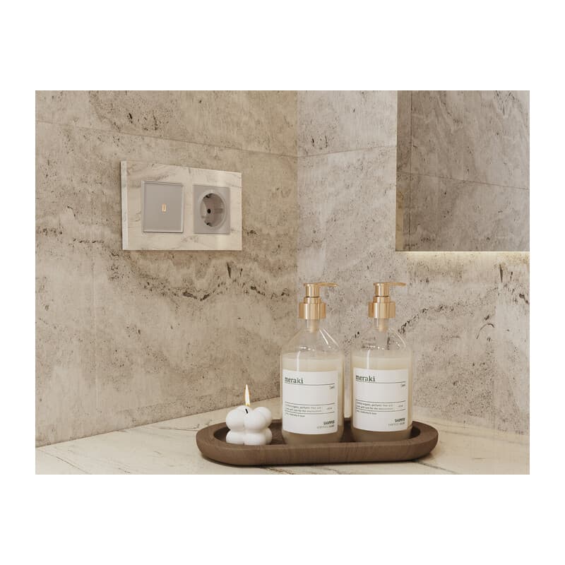 Комплект механизма 1-кл проходного выключателя с подсветкой 3200K ALFA Серо-бежевый матовый QUANT (AP3620, VM105, G22Y)