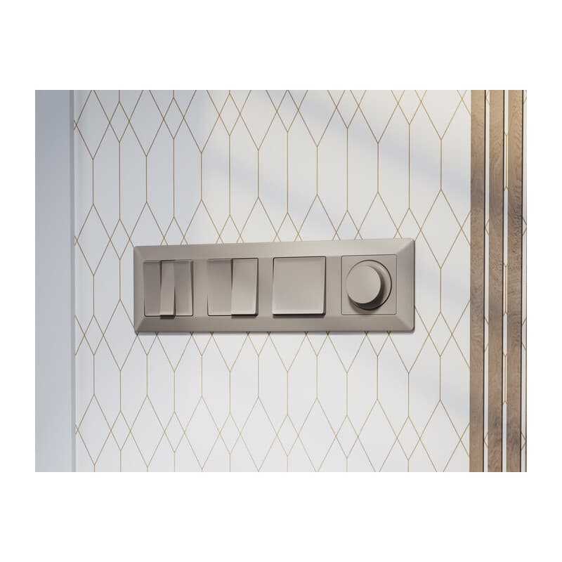 Комплект механизма 2-кл проходного выключателя ALFA Серо-бежевый матовый QUANT (AP3630, VM120)