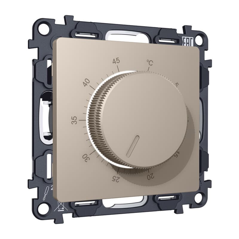 Комплект механизма терморегулятора с датчиком для теплого пола с подсветкой 16A-250V ALFA Серо-бежевый матовый QUANT (AP3657, VM1381)