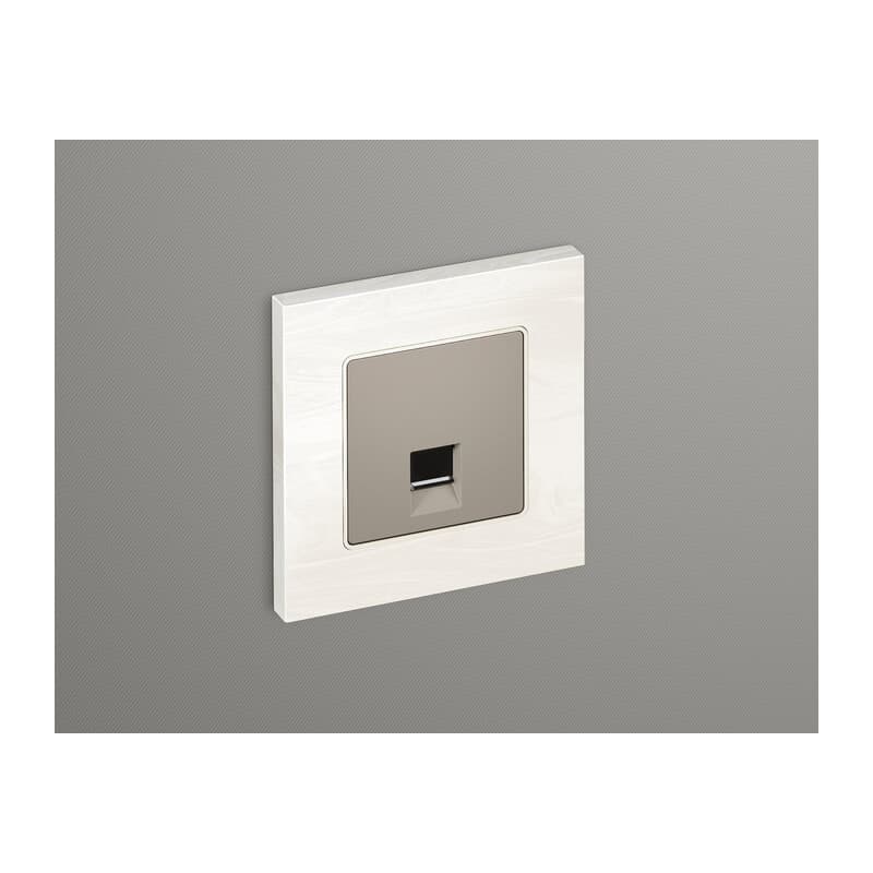 Комплект мех-ма компьютерной розетки RJ-45 экранированной с автоматической защитной шторкой ALFA Серо-бежевый матовый QUANT (AP3720, VM185)