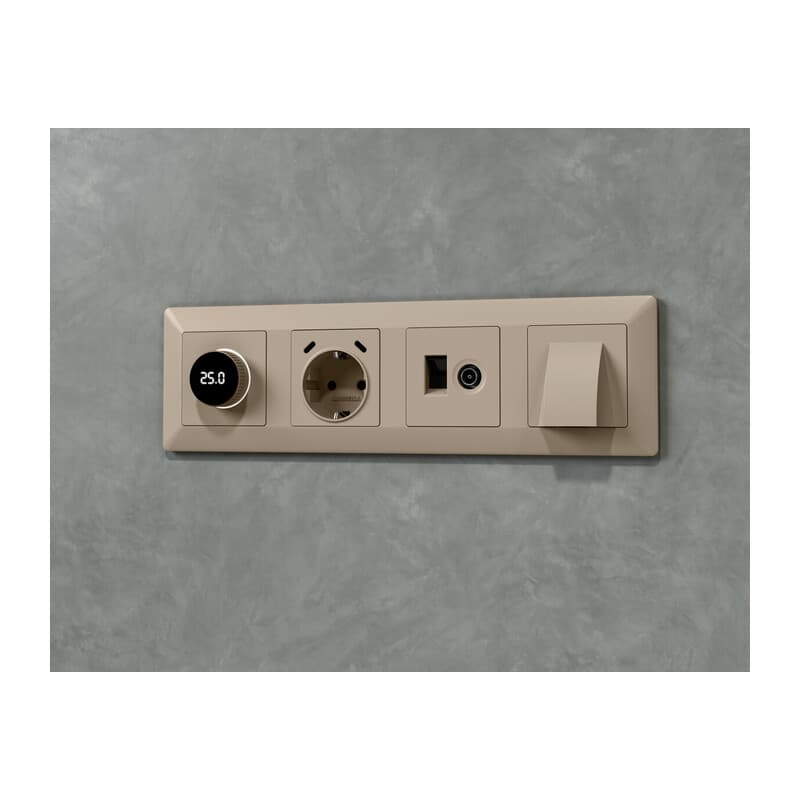 Комплект механизма розетки компьютерной + TV оконечной RJ-45 с автоматической защитной шторкой ALFA Серо-бежевый матовый (AP3725, VM195)