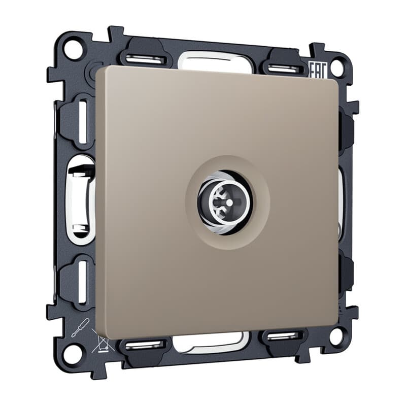 Комплект механизм TV розетки оконечной экранированной 5-1000MHz 3dB ALFA Серо-бежевый матовый QUANT (AP3730, VM199)