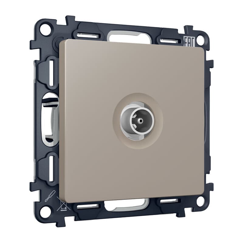 Комплект механизма TV розетки проходной ALFA Серо-бежевый матовый 5-1000 MHz 4dB QUANT (AP3730, VM211)