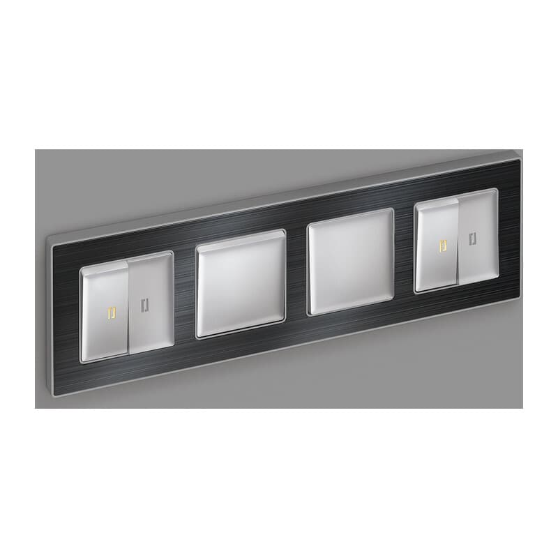 Комплект механизма 1-кл перекрестного выключателя ALFA Серебро глянец QUANT (AP4010, VM112)