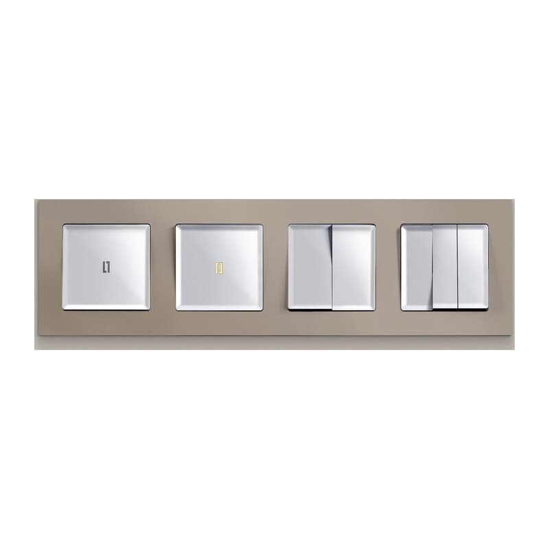 Комплект механизма 1-кл выключателя с подсветкой 3200K ALFA Серебро глянец QUANT (AP4020, VM101, G11Y)