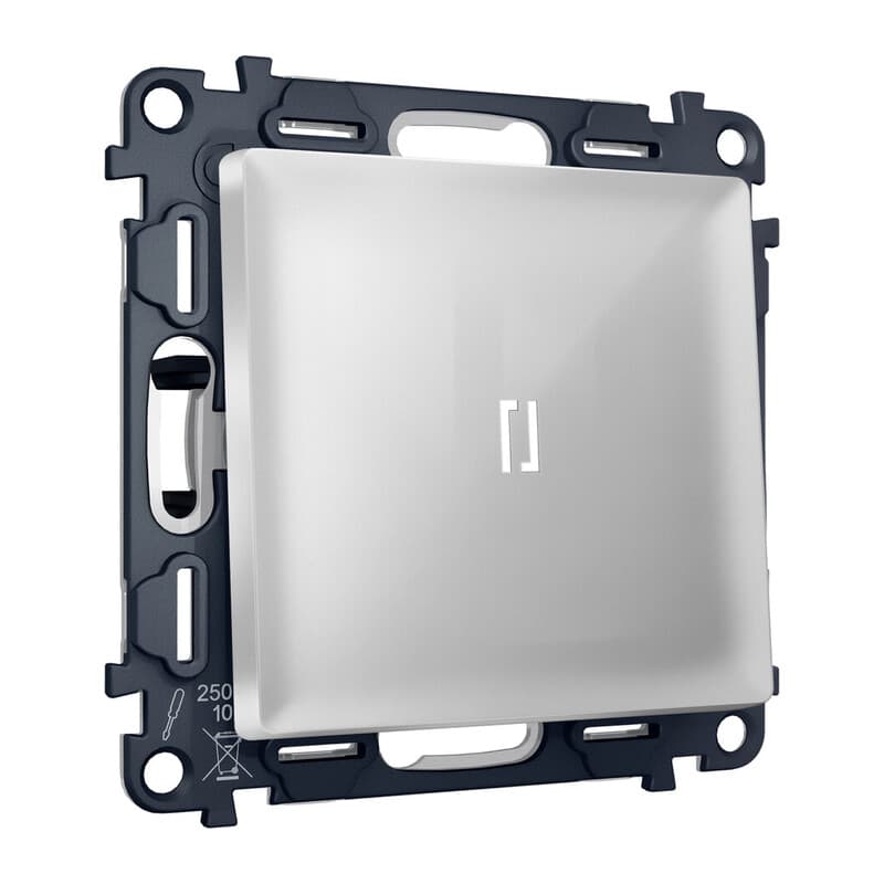 Комплект механизма 1-кл проходного выключателя с подсветкой 5600K ALFA Серебро глянец QUANT (AP4020, VM105, G25W)