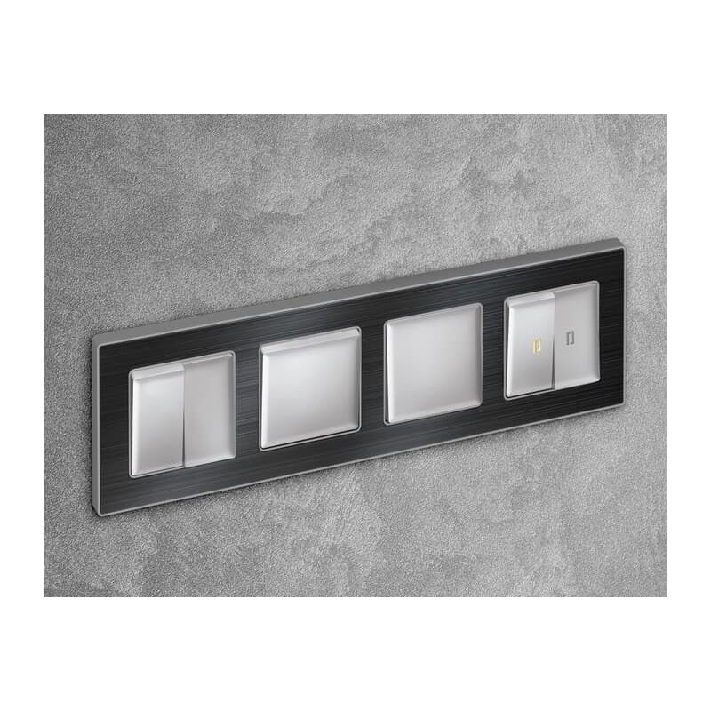 Комплект механизма 2-кл выключателя ALFA Серебро глянец QUANT (AP4030, VM115)