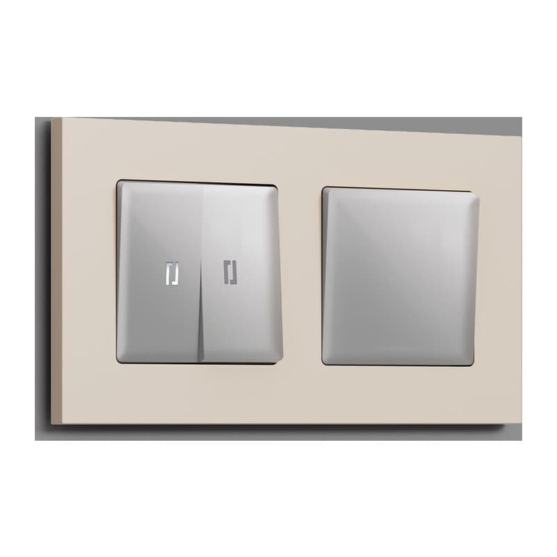 Комплект механизма 2-кл выключателя с подсветкой 5600K ALFA Серебро глянец QUANT (AP4040, VM115, G14W)