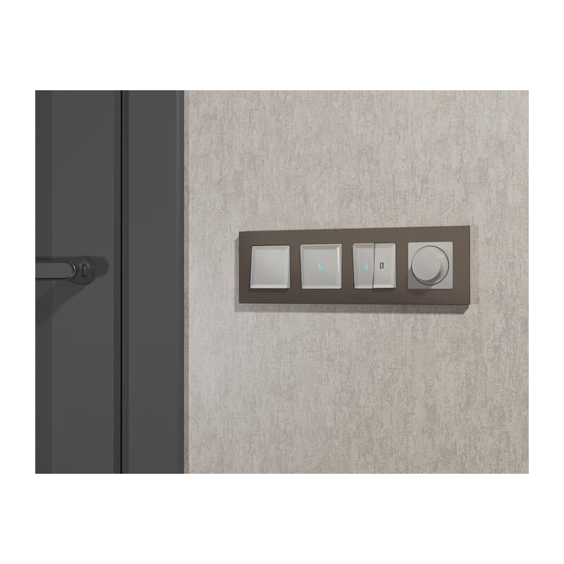 Комплект механизма 2-кл выключателя с самовозвратом с подсветкой 10000K ALFA Серебро глянец QUANT (AP4040, VM129, G17B)