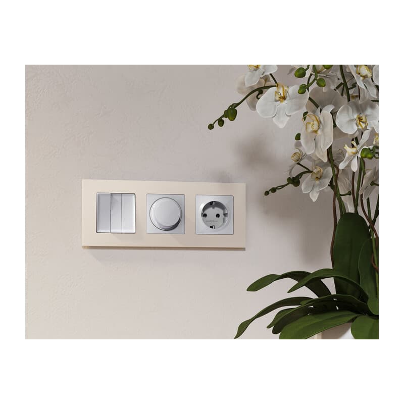 Комплект механизма светорегулятора универсального ALFA Серебро глянец 25-600W/LED 5-300W QUANT (AP4055, VM136)