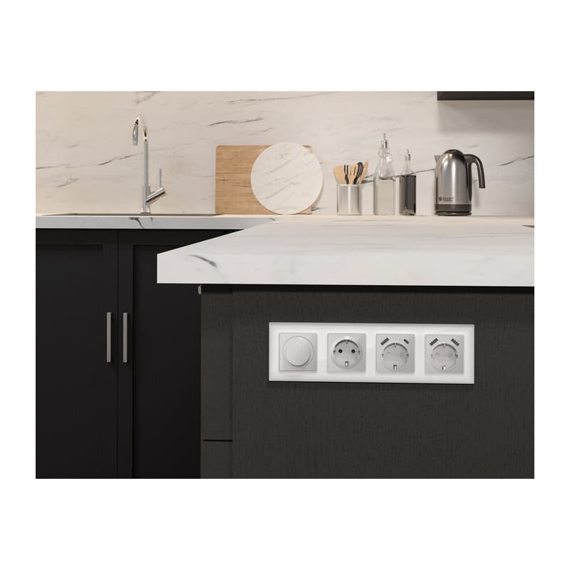 Комплект механизма электрической розетки ALFA Серебро глянец с/з на винтовых зажимах QUANT (AP4060, VM141)