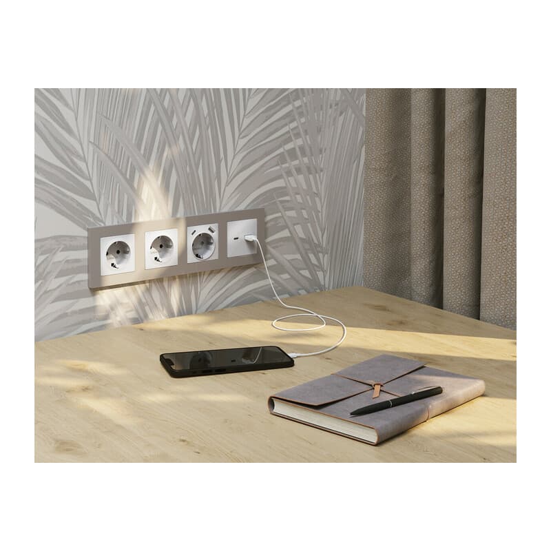 Комплект механизма электрической розетки ALFA Серебро глянец с/з на винтовых зажимах QUANT (AP4060, VM141)