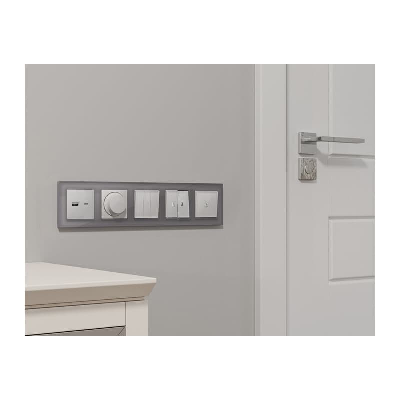 Комплект механизма розетки ALFA Серебро глянец 2USB A+C 20W (быстрая зарядка) QUANT (AP4110, VM177)