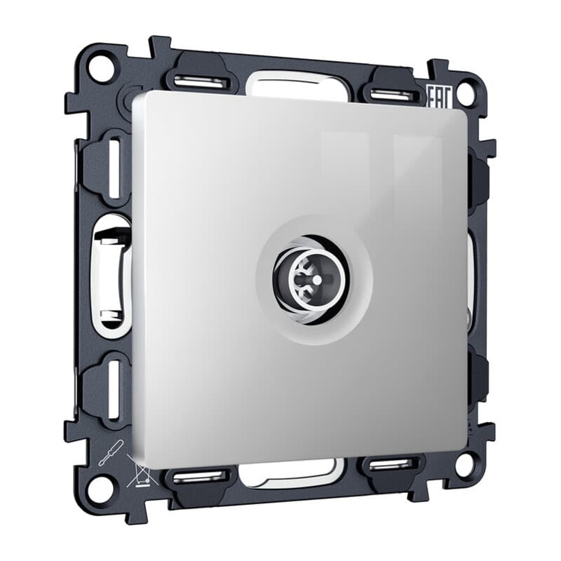 Комплект механизм TV розетки оконечной экранированной 5-1000MHz 3dB ALFA Серебро глянец QUANT (AP4130, VM199)