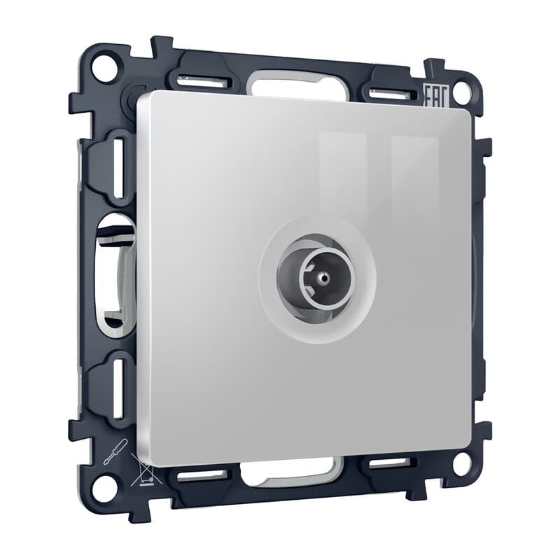 Комплект механизма TV розетки оконечной ALFA Серебро глянец 50-870 MHz 1dB QUANT (AP4130, VM202)