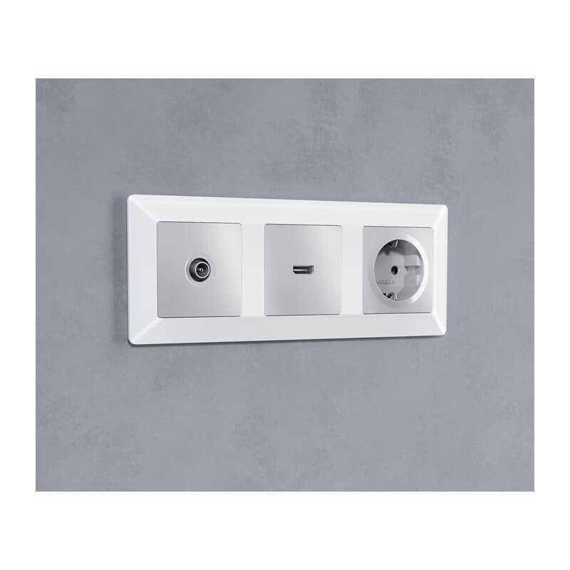 Комплект механизма розетки HDMI 2.0 ALFA Серебро глянец 40V/500mA 2.0GHz 5-18Gbit/s QUANT (AP4140, VM222)