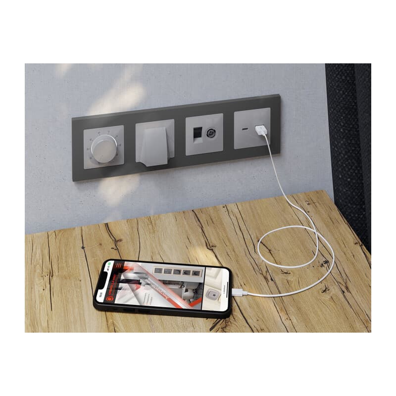 Комплект вывода кабеля с фиксатором ALFA Серебро глянец QUANT (AP4158, VM238)