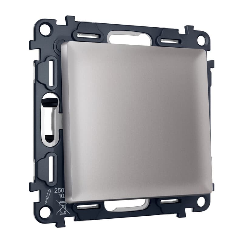 Комплект механизма 1-кл выключателя с самовозвратом ALFA Сталь матовый QUANT (AP5010, VM113)