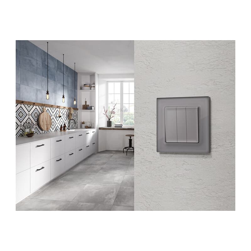 Комплект механизма 3-кл выключателя ALFA Сталь матовый QUANT (AP5050, VM133)