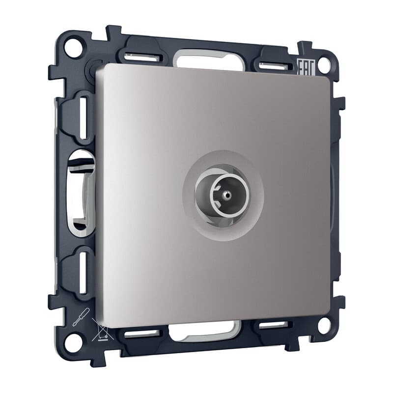 Комплект механизма TV розетки оконечной ALFA Сталь матовый 50-870 MHz 1dB QUANT (AP5130, VM202)