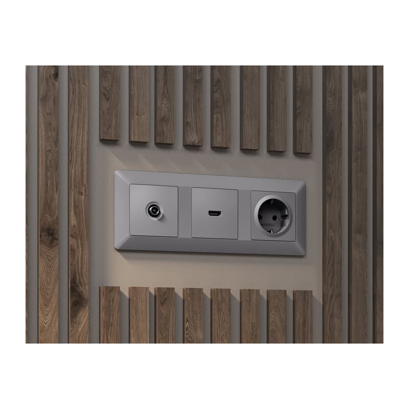 Комплект механизма розетки HDMI 2.0 ALFA Сталь матовый 40V/500mA 2.0GHz 5-18Gbit/s QUANT (AP5140, VM222)