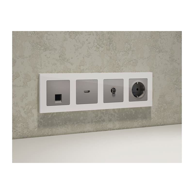 Комплект механизма розетки HDMI 2.0 ALFA Сталь матовый 40V/500mA 2.0GHz 5-18Gbit/s QUANT (AP5140, VM222)