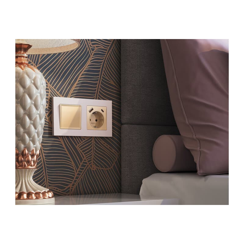 Комплект механизма 1-кл выключателя с самовозвратом ALFA Шампань QUANT (AP6010, VM113)