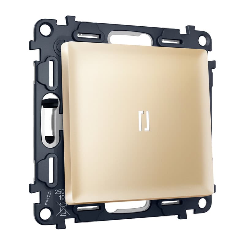 Комплект механизма 1-кл выключателя с подсветкой 5600K ALFA Шампань QUANT (AP6020, VM101, G14W)