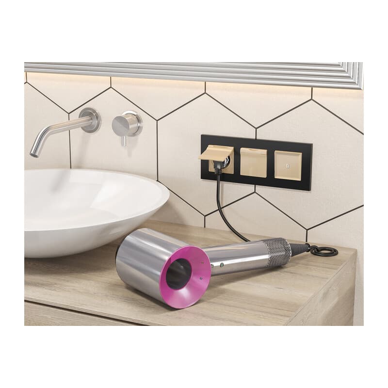 Комплект механизма 1-кл проходного выключателя с подсветкой 5600K ALFA Шампань QUANT (AP6020, VM105, G25W)