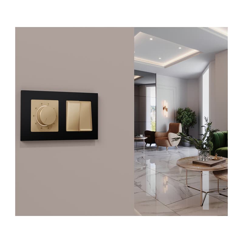 Комплект механизм 2-клавишного перекрестного выключателя 10A-250V ALFA Шампань QUANT (AP6030, VM125)