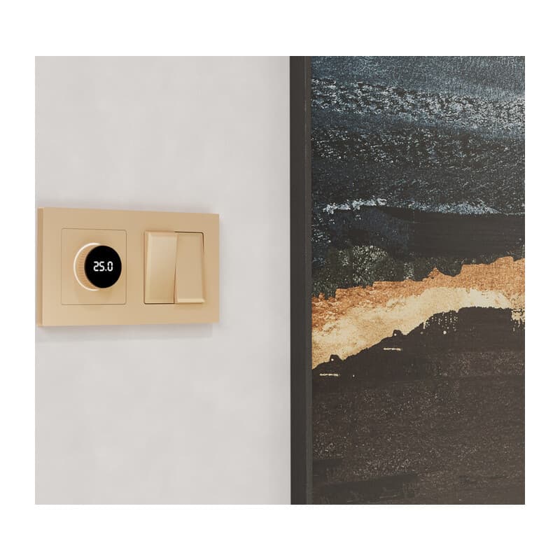 Комплект механизм 2-клавишного перекрестного выключателя 10A-250V ALFA Шампань QUANT (AP6030, VM125)